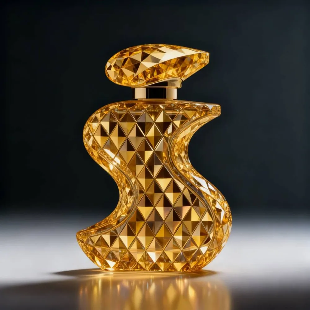 Golden Diamond S-Bottle - diamond cut S-shape luxury perfume bottle