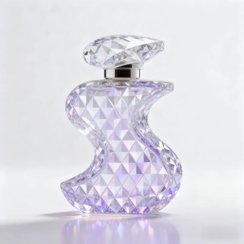 Purple Crystal S-Bottle - diamond cut S-shape crystal purple perfume bottle